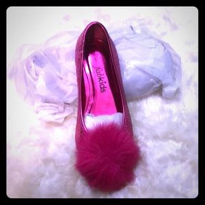 Pink sequins with pom poms